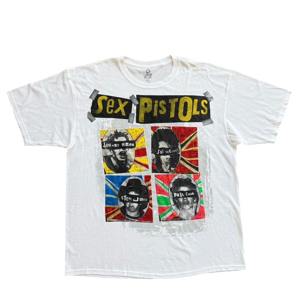 Liquid Blue Sex Pistols Band Graphic T-Shirt White Mens XXL 2012 Punk Rock Tee